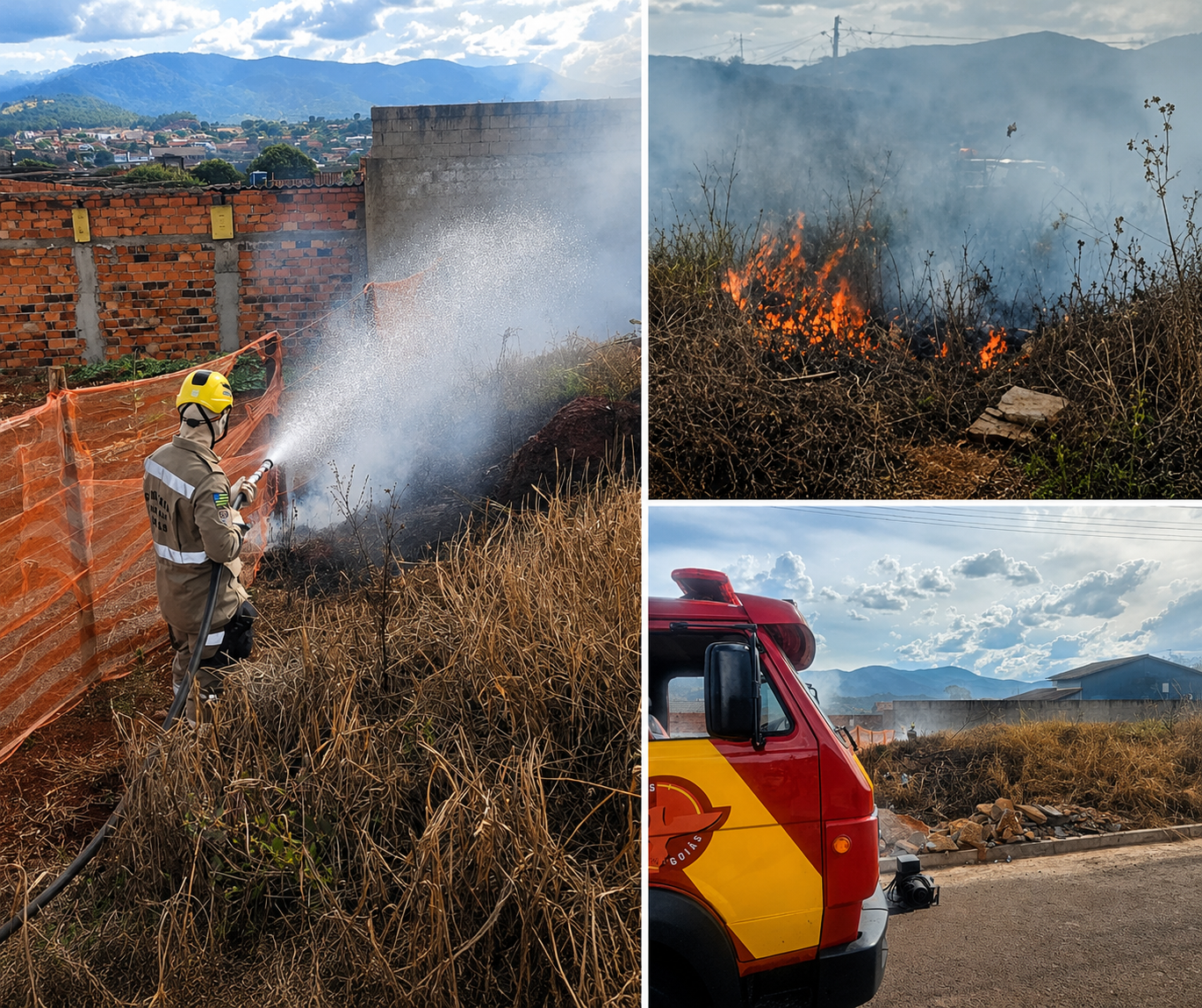 BOMBEIROS DE BARRO ALTO COMBATEM INCÊNDIO EM LOTE BALDIO NO SETOR MORADA NOVA